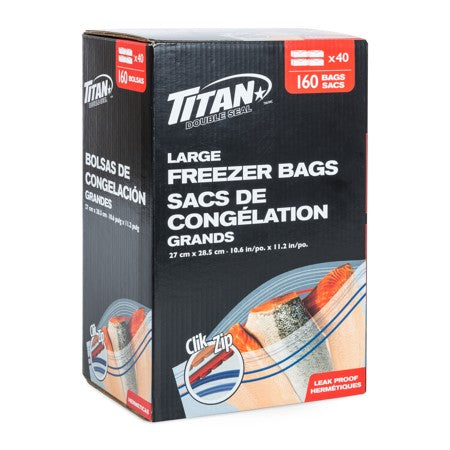 TITAN DOUBLE SEAL LARGE FREEZER BAG  4 X 40 BAGS/BOX