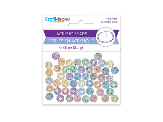Acrylic Beads: 10mm Round Multi-Packs 25g D) Crackled Glitter