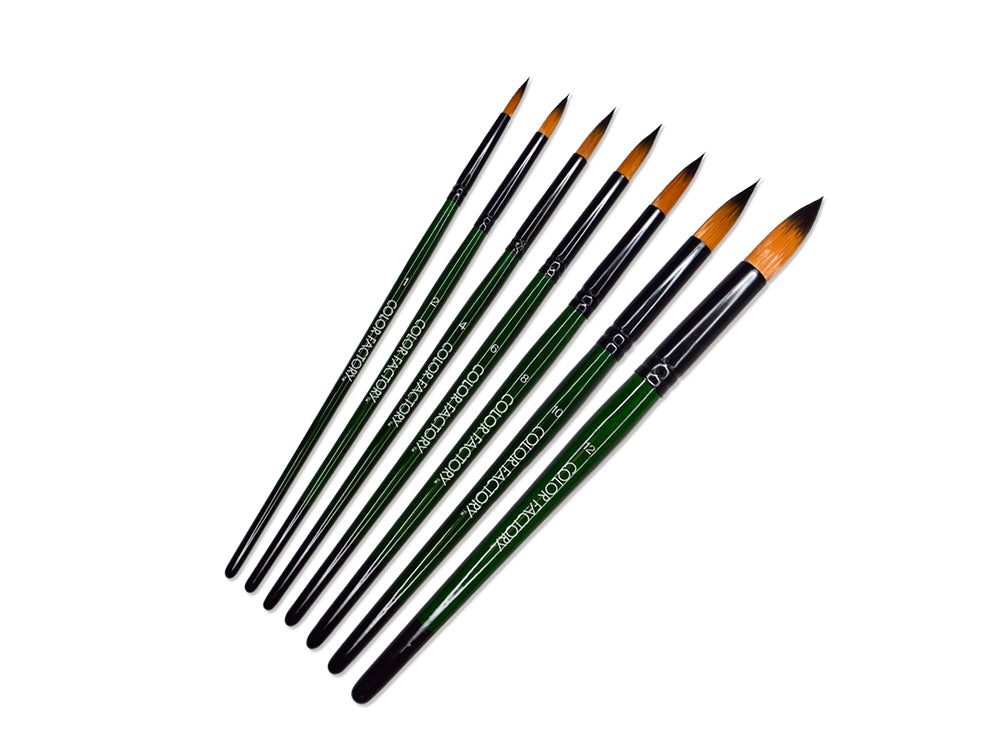 Artist Brush Set: 'Fierce' Art Set x7 Wood Handle C) Round