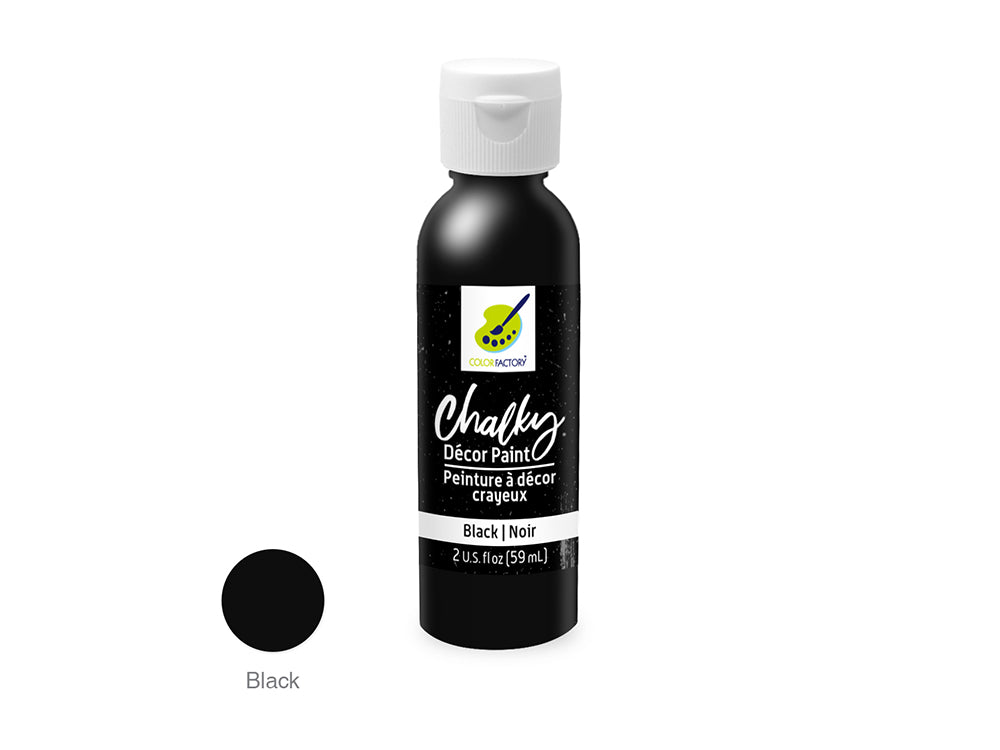Color Factory: 2oz Chalky Decor Paint CD01-CD10 CD10) Black