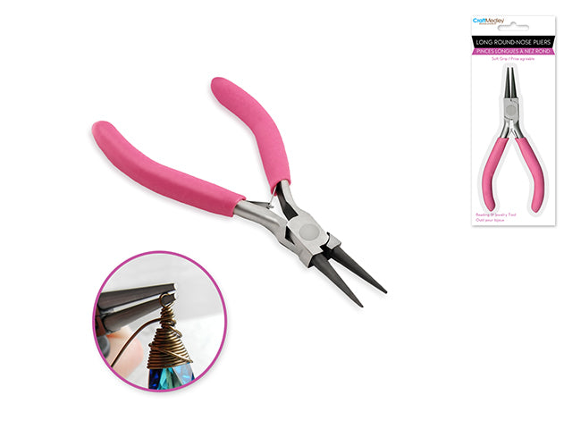 Beading/Jewelry Tool: Long Round Nose Pliers w/Soft Grip Handle