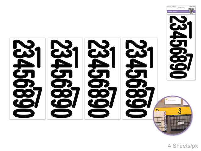 Paper Craft Sticker: 3" Biggie Fonts 4 Sheets D) Numbers Black