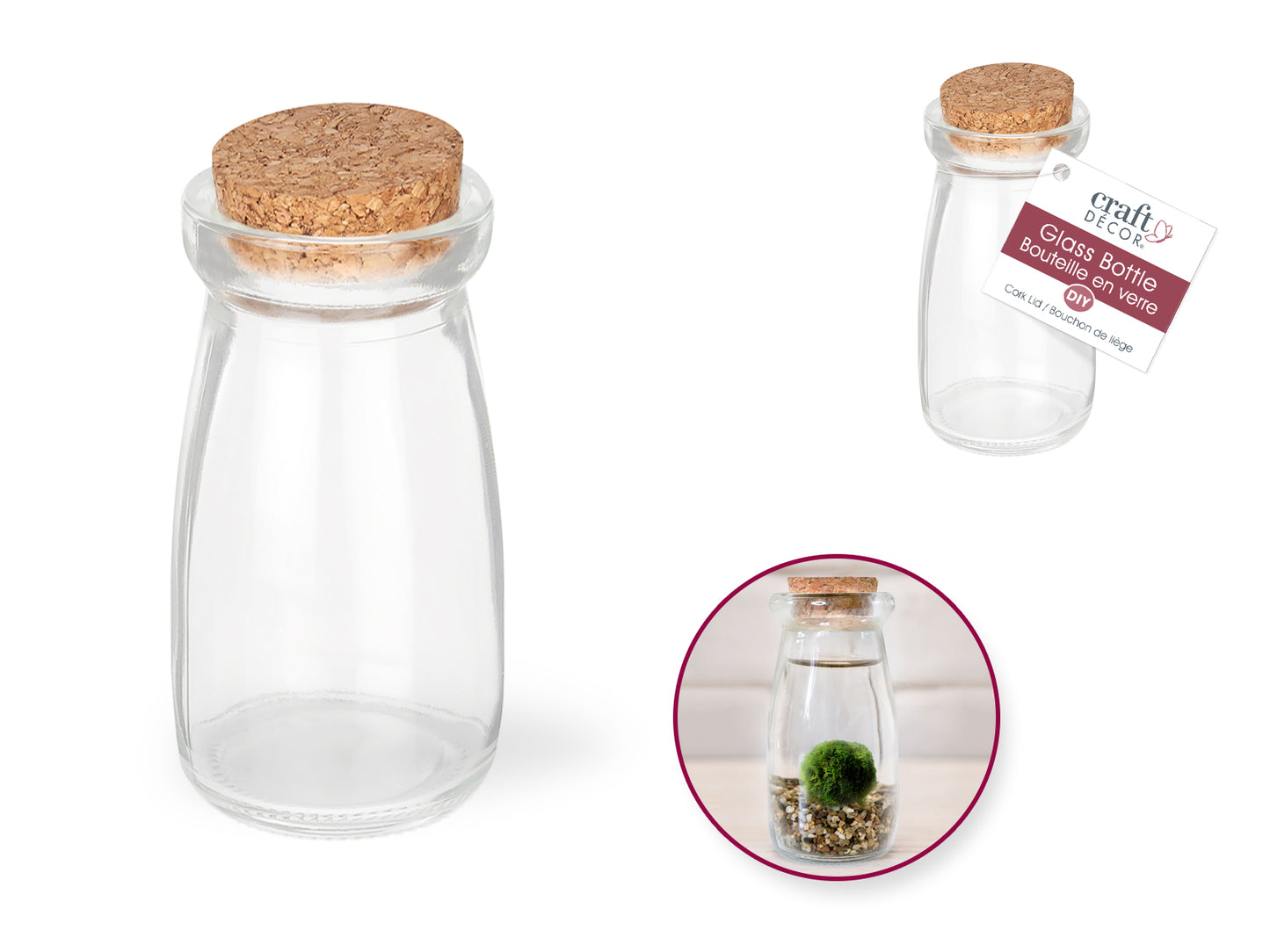 Craft Décor: 4.7x10.2cm DIY Clear Glass Bottle w/Cork Stopper