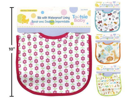 Tootsie Baby Terry Bib w/ PEVA back 75% cotton/25% poly, (# 05408 )