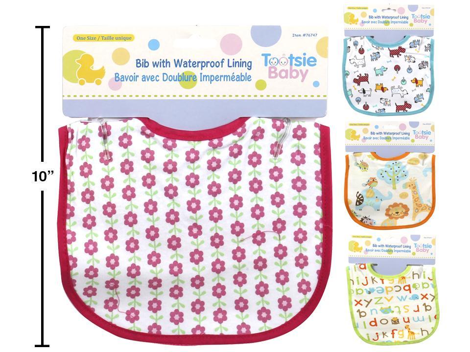 Tootsie Baby Terry Bib w/ PEVA back 75% cotton/25% poly, (# 05408 )