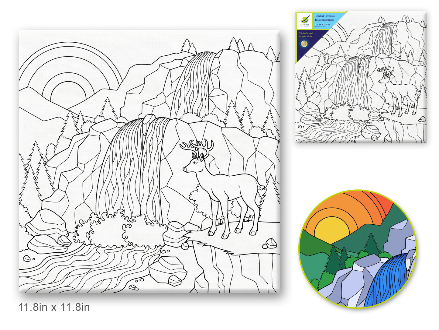 Stretch Artist Printed Canvas: 12"x12" Primed Back-Stapled K) Waterfall