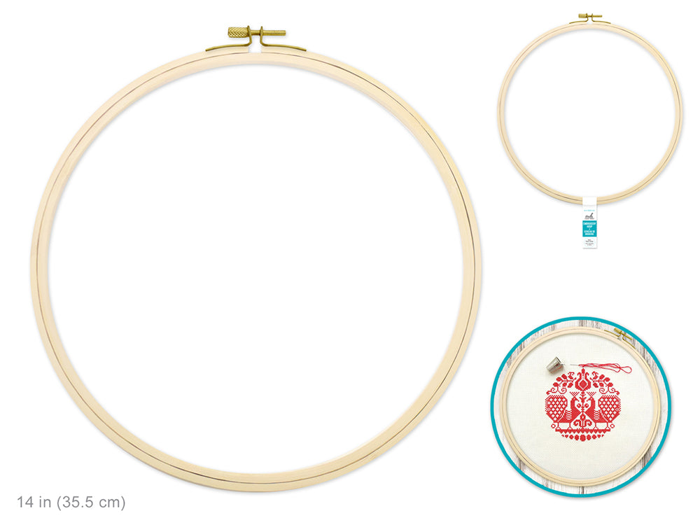 Needlecrafters: 14" Embroidery Hoop w/Brass Clamp