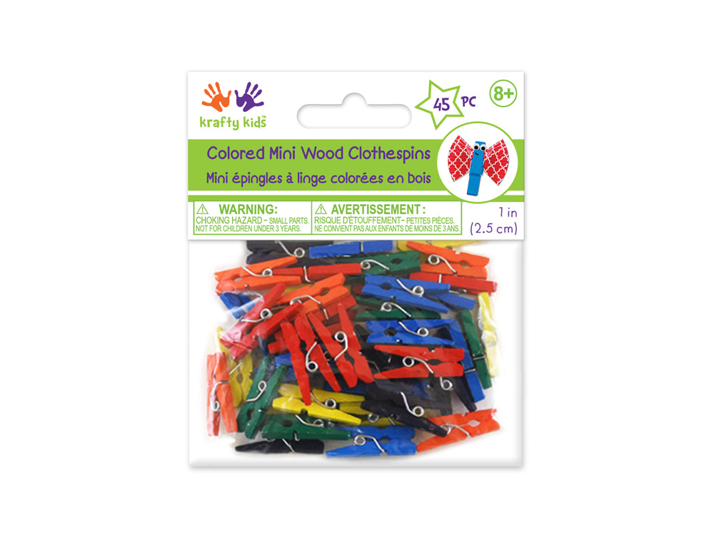 Craftwood: 1" Mini Clothespins Colored 45/pk