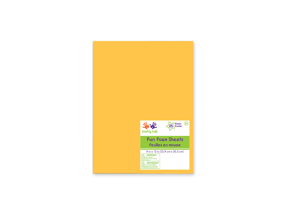 Fun Foam Sheets: One 9"x12" - 2mm(T) Barcoded Sheets V) Golden Yellow