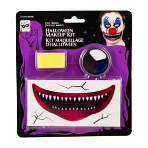 Party Gear Evil Clown Makeup Kit w/ Tattoo, B/C