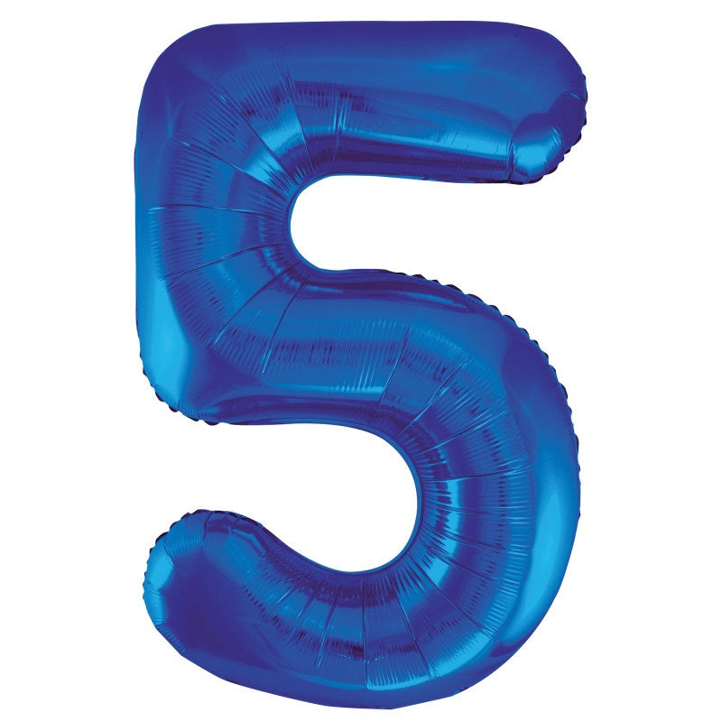 Royal Blue Number 5 Shaped Foil Balloon 34"  Packaged