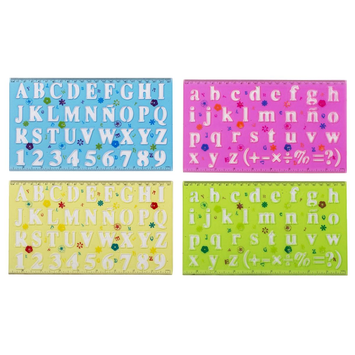 O.WKs. 2-Pc 5/8 & 7/8" Letter Stencil, 4 Colour, pbh FN96614)