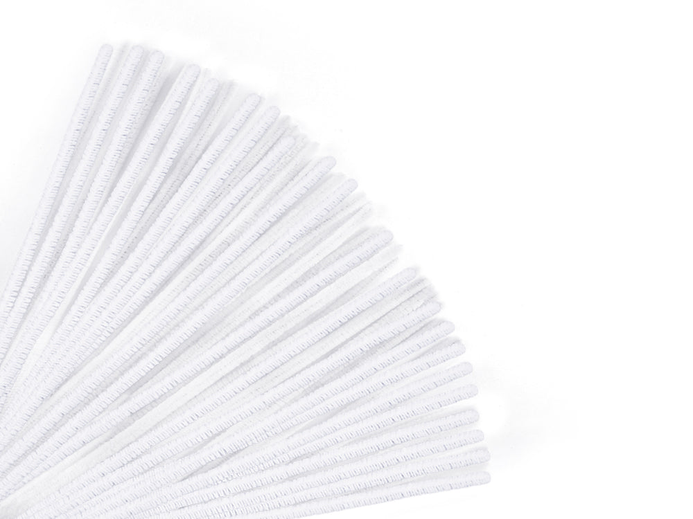 Chenille Stems: 6mmx30cm 100/pk Pipe Cleaners N) White
