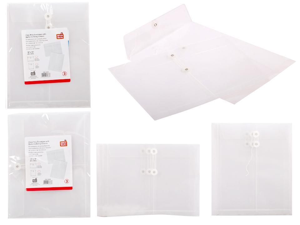 O.WKs. 3-pc Pvc Document Pouch, 10x13" 2 styles, 36/dsp