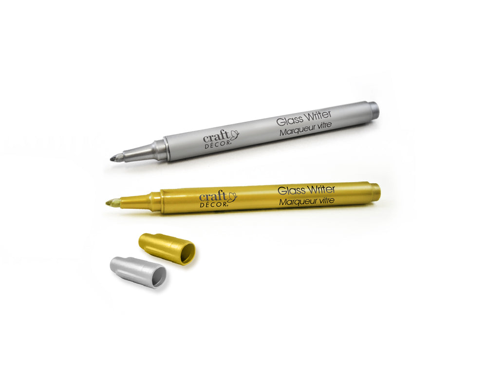 Craft Decor: Glass Writers x2 1.2Mm Fine Point Metallic A) Gold/Silver