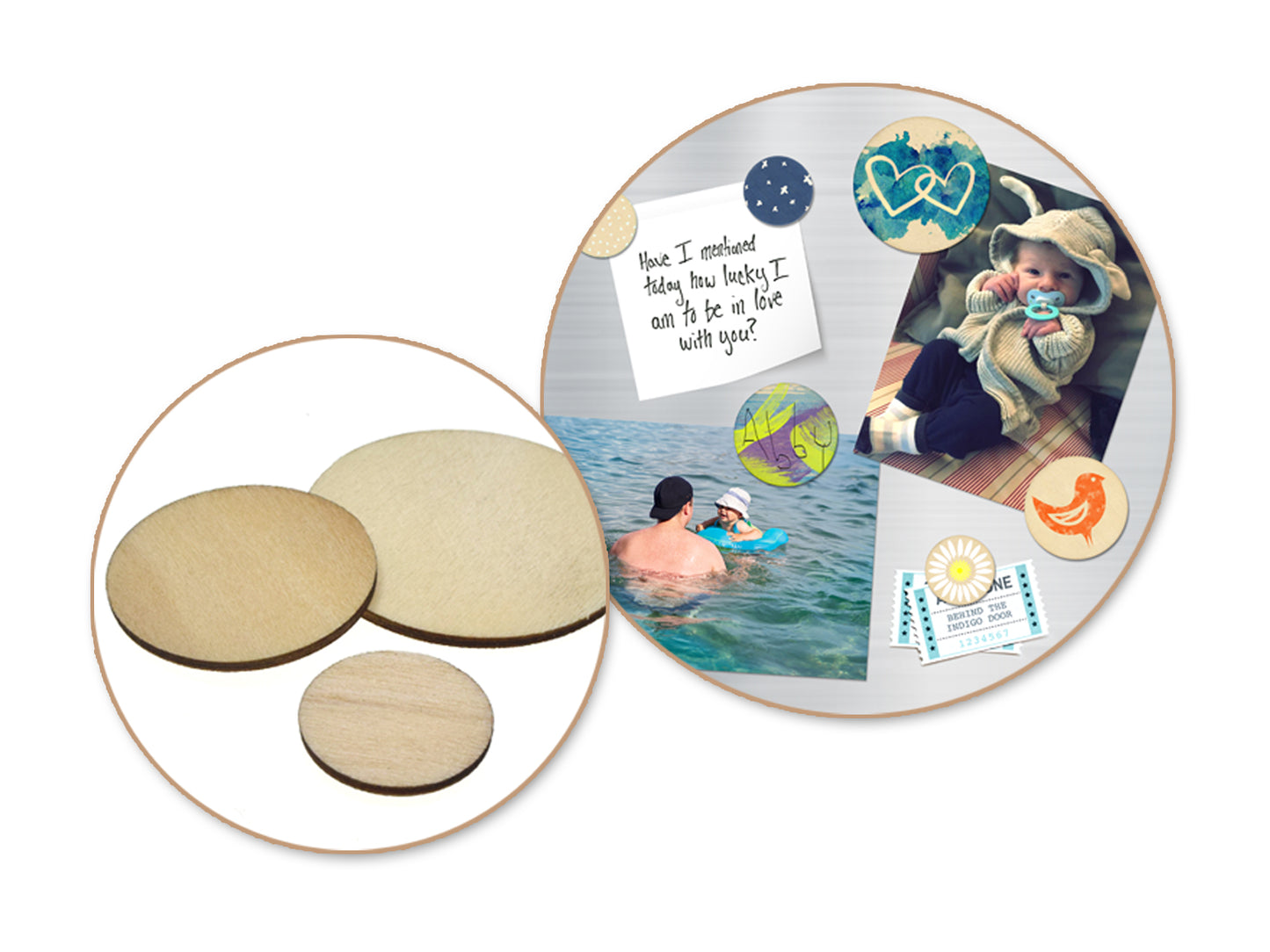 Craftwood: Wood Bits 60pc 1.7mm(T) Asst 3stl 4*4/3*3/2*2cm A) Discs