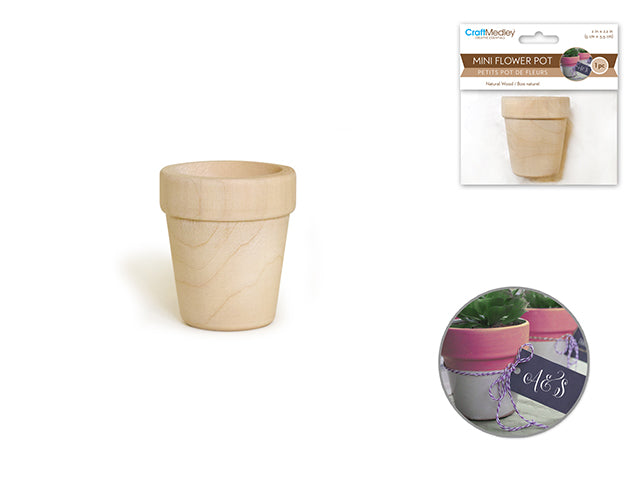 Craftwood: 5cmx5.5cm Mini Flower Pots x1 Natural