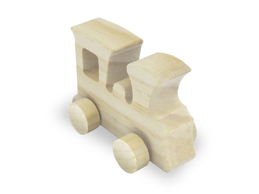 Wood Craft: 4.5" DIY Solid Wood Vehicles w/Moving Wheels D) Train