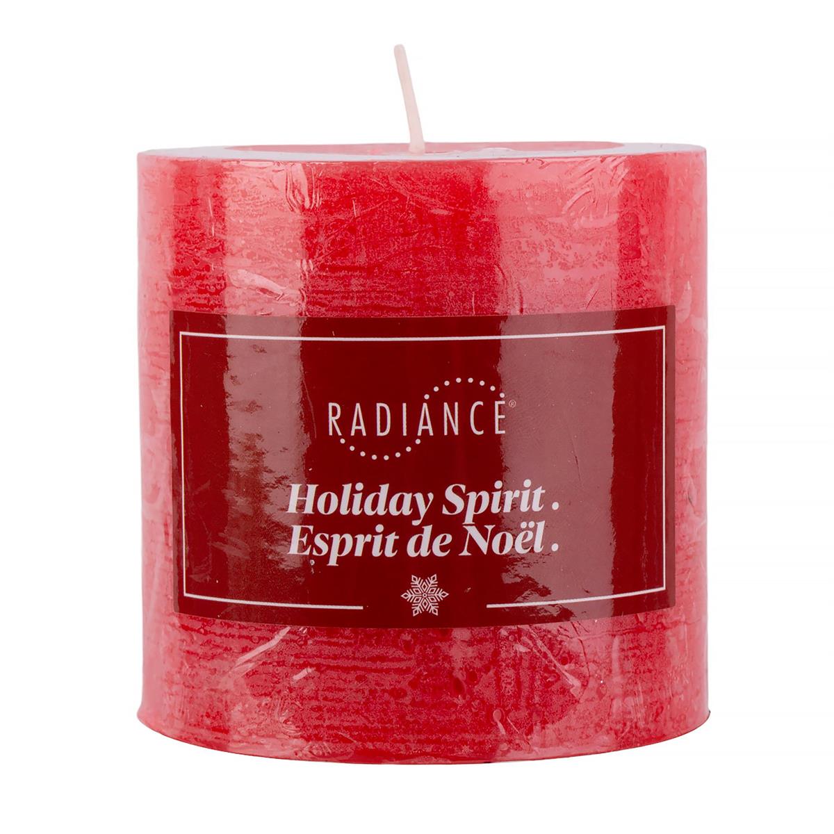 Radiance 3"x3" Scented Pillar , Holiday Spirit, Rustic Finish
