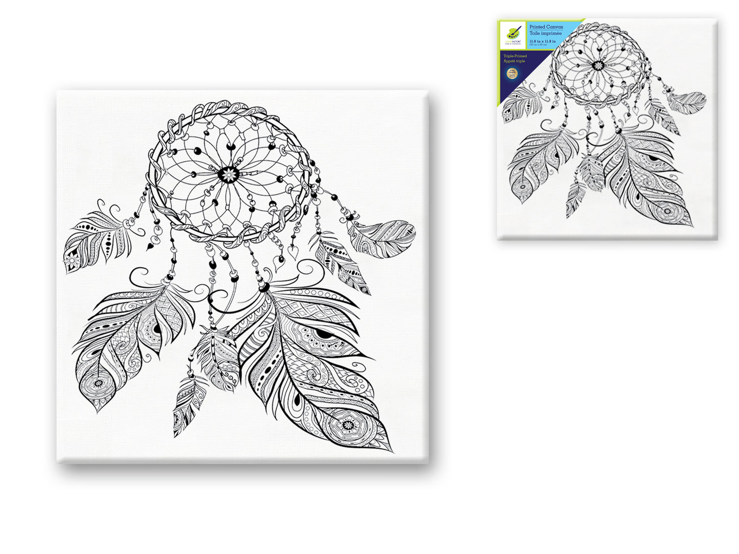 Stretch Artist Printed Canvas: 12"x12" Primed Back-Stapled C) Dream Catcher