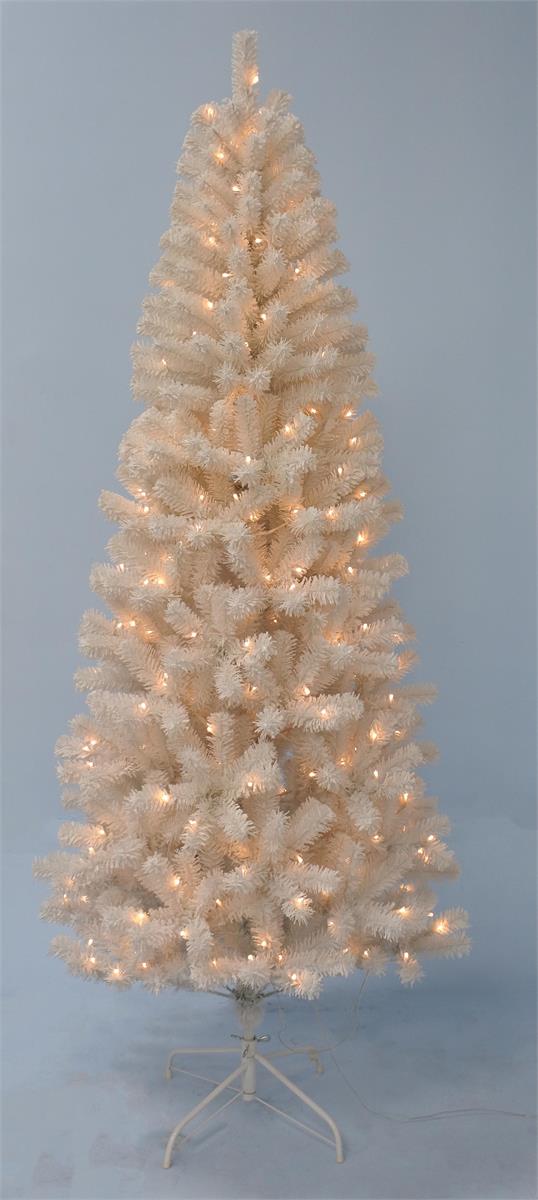 Deco N. 7ft 750 tips 300 LED Tinsel Xmas Tree, White, ETL, box