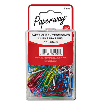 100 PAPER CLIPS - 28mm, ASST. VINYL COVERED