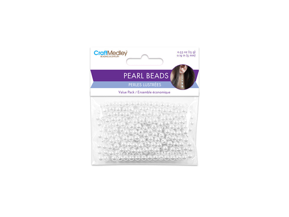 Pearl Beads: Acrylic Sleek White Value-Pack C) 5mm~ 265pc