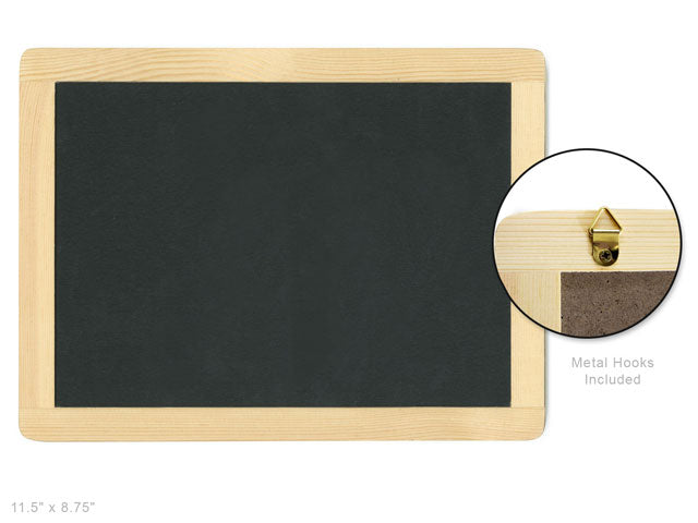 Wood Craft: 11.5"x8.75" Natural DIY Chalkboard Frame w/Metal Hooks