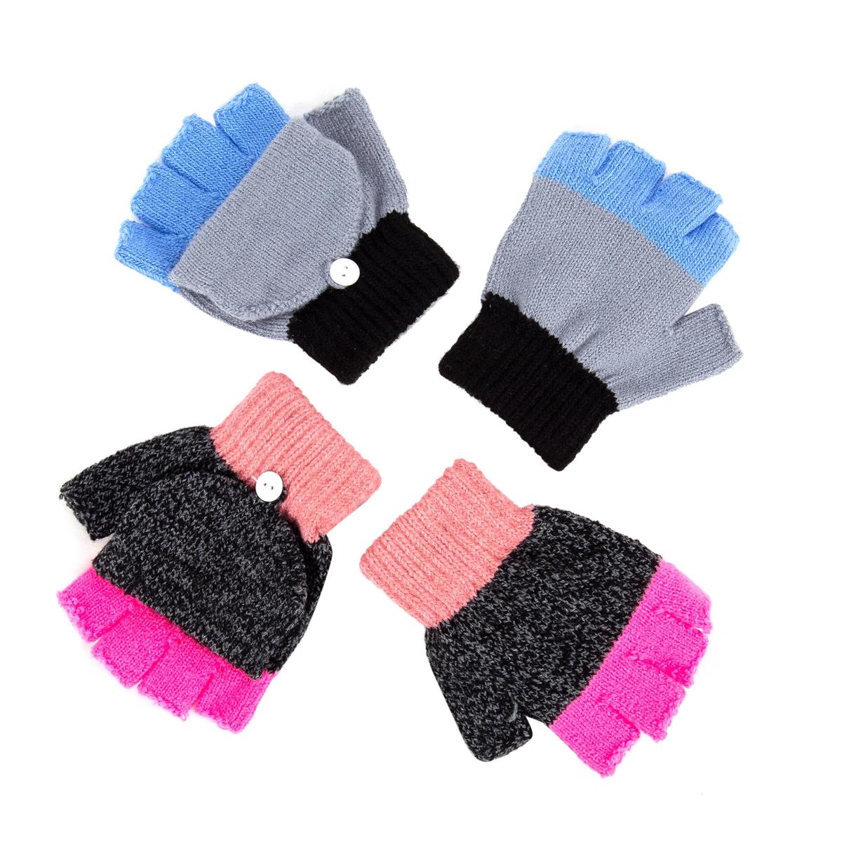Nordic T. Kids Knitted Fingerless Gloves, 2/C, One Size, j-hook w/cht