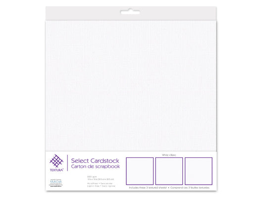 Scrapbook Paper: 12"x12" Textura Select Cardstock x3 Asst Pre-Packaged E) White