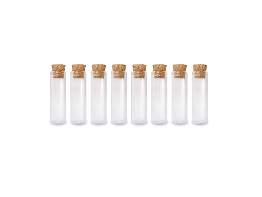Glass Vials: 12mmx40mm Mini w/Cork Lid x8
