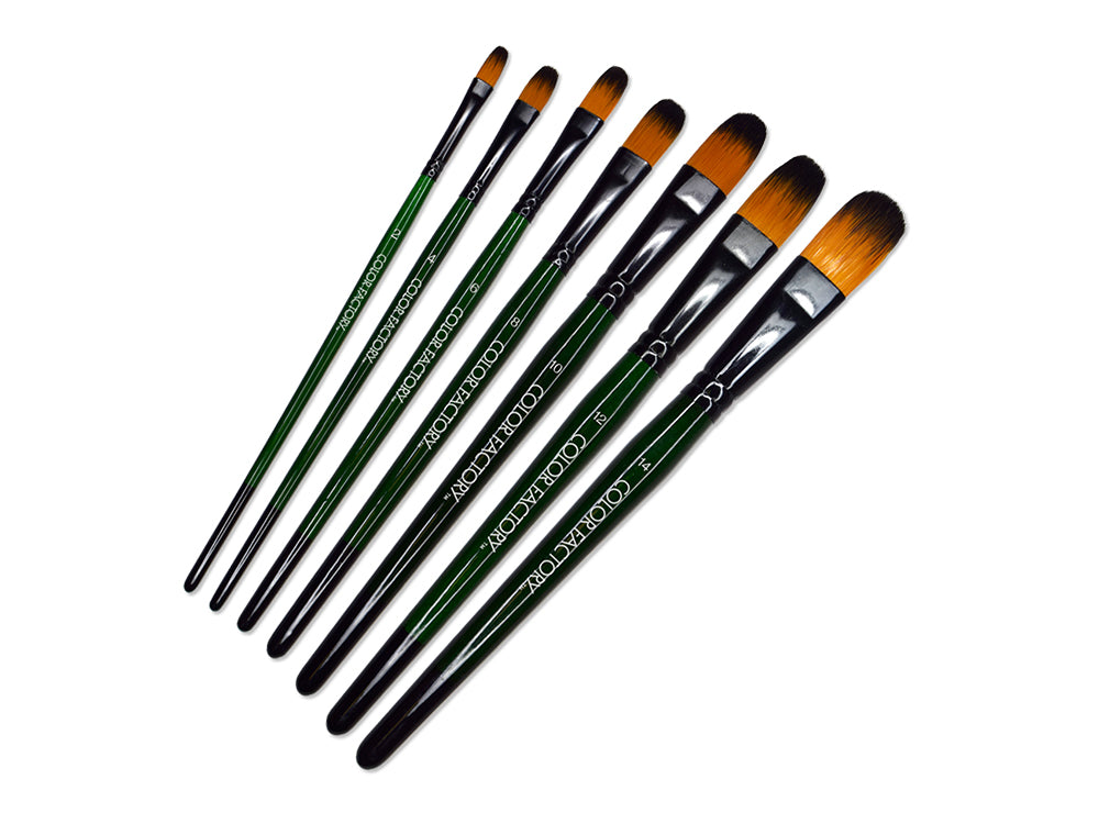 Artist Brush Set: 'Fierce' Art Set x7 Wood Handle D) Filbert