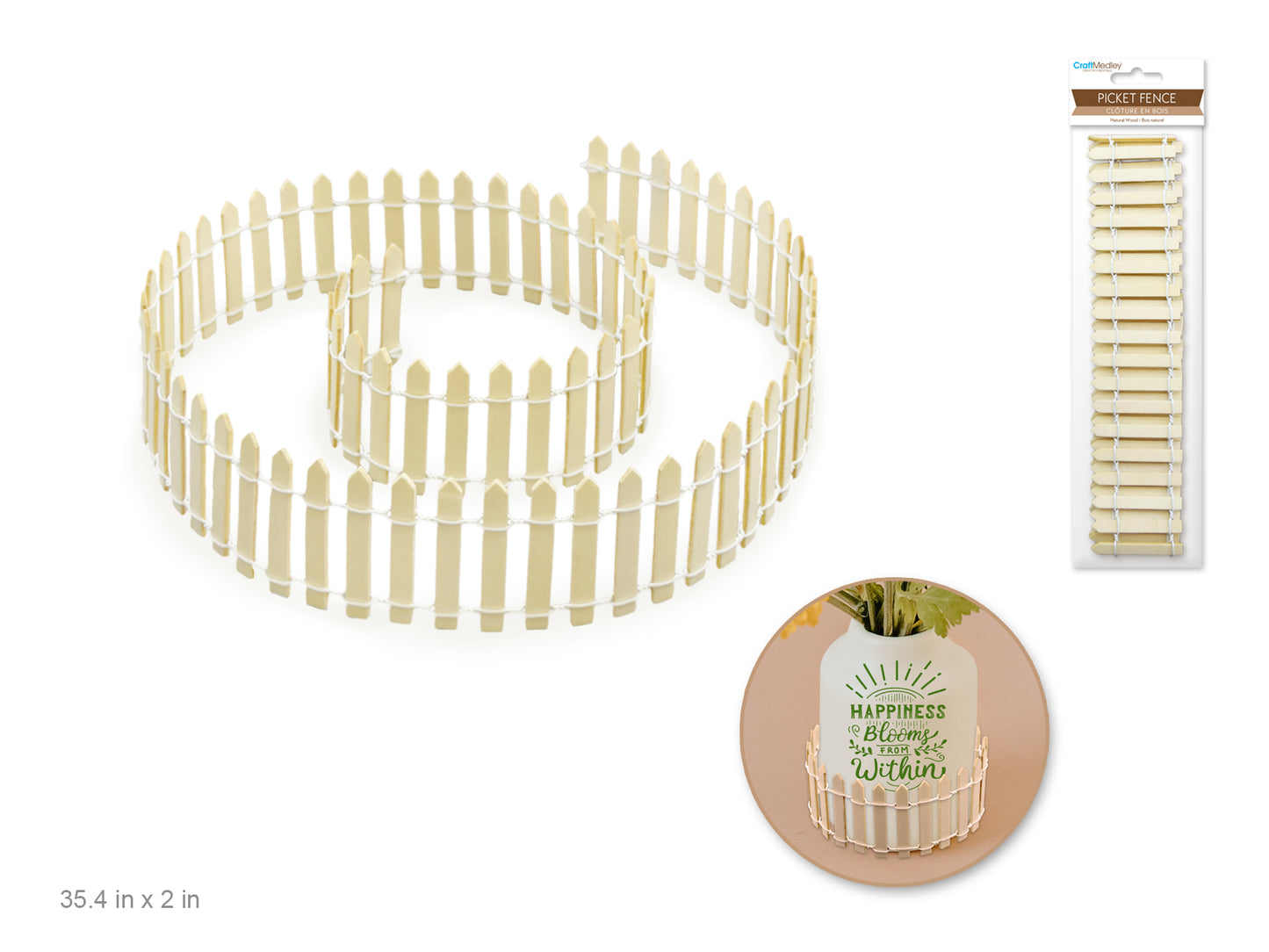 Craftwood: DIY 35.4" Picket Fence 2" Height