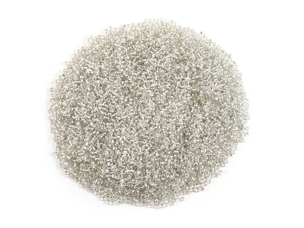 Glass Seed Beads: 12/0 Silverlined 60Gms C) Crystal