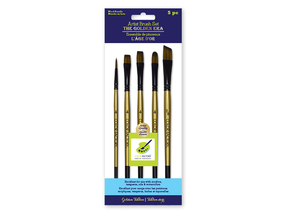 Artist Brush Set: The Golden Era Set x5 Wood Handle A) Background