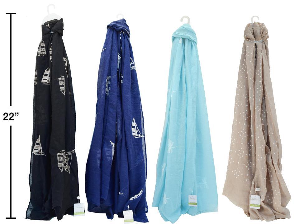 Fab Design, Embroidered Woven Scarves, 4 asst, h/t+hanger