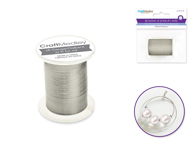 Beading/Jewelry Wire: 28g Metallic Colors 10m Spool B) Silver