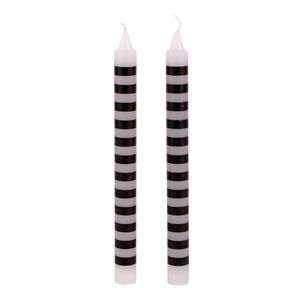 Set/2 Striped Dinner Candle, 9.85", Black/White, box