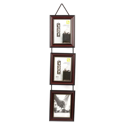 KG Lucy 3-5X7" Frame Set, Drk Brwn W/GOLD BEADING (VERTICAL) (AZ)