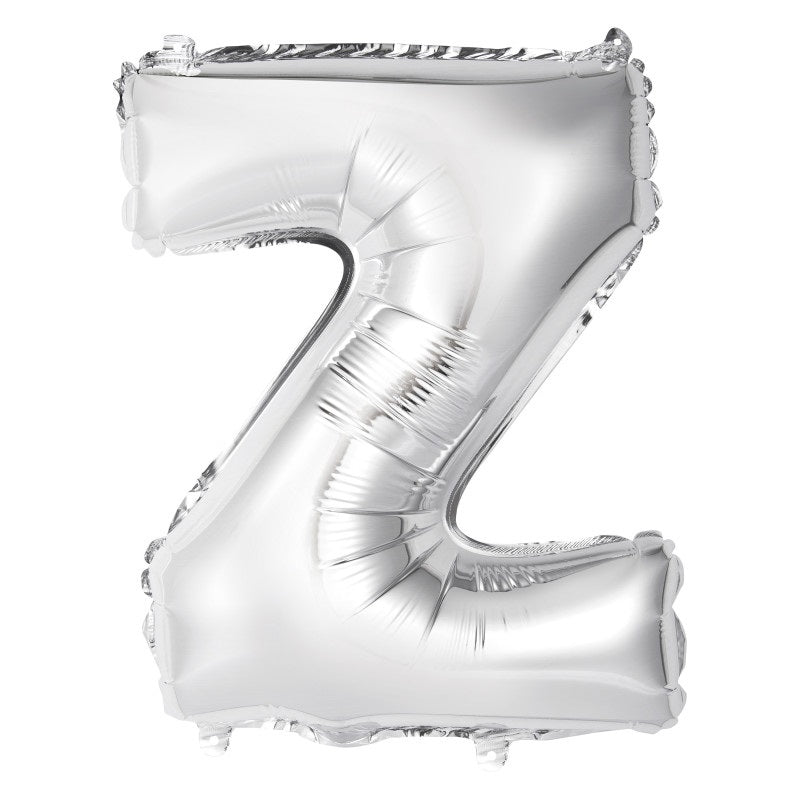 Silver Letter Z Shaped Foil Balloon 14"  Packaged