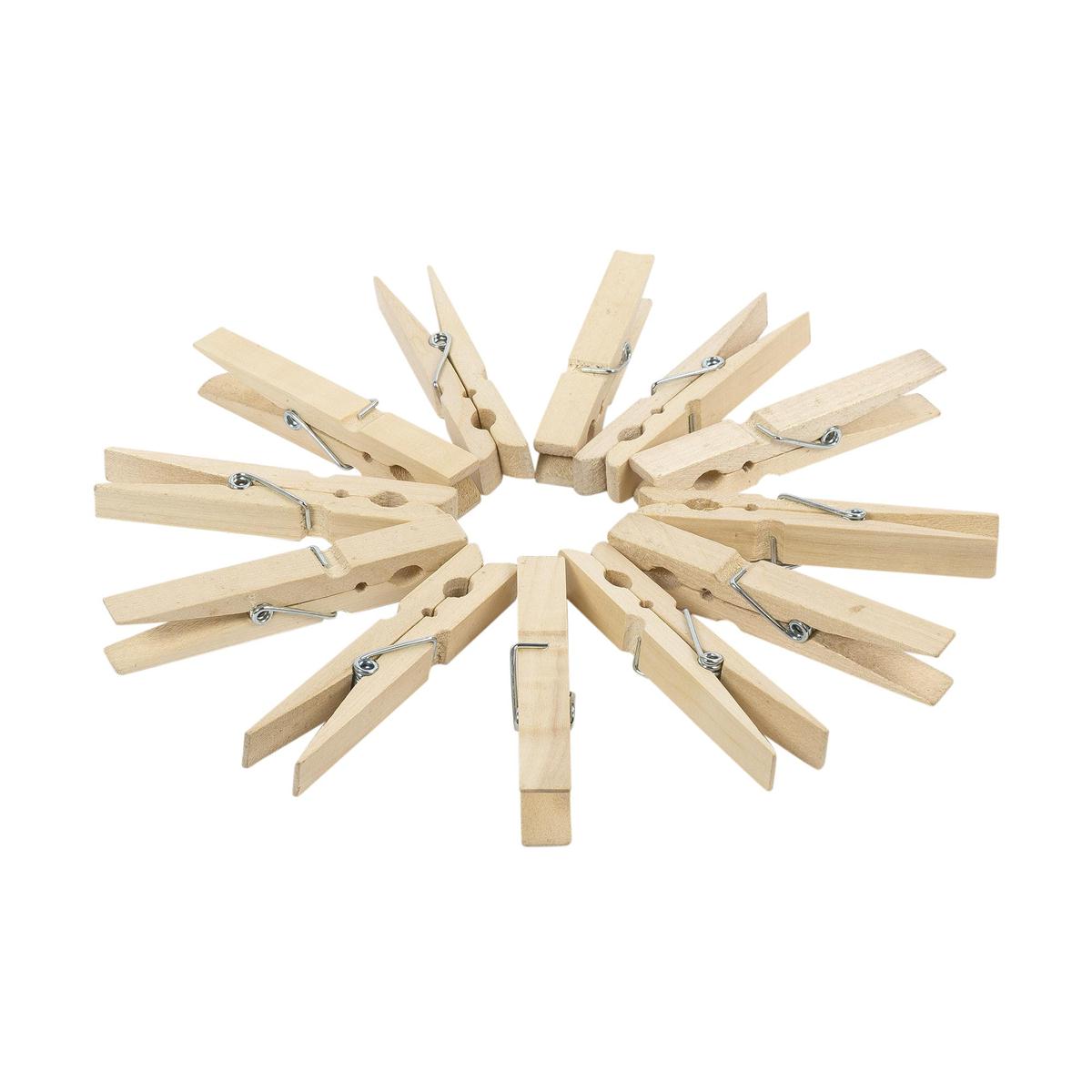 H.E.12-Pc Jumbo Wooden Clothes Pins pbh, 1.4x1.3x10cm