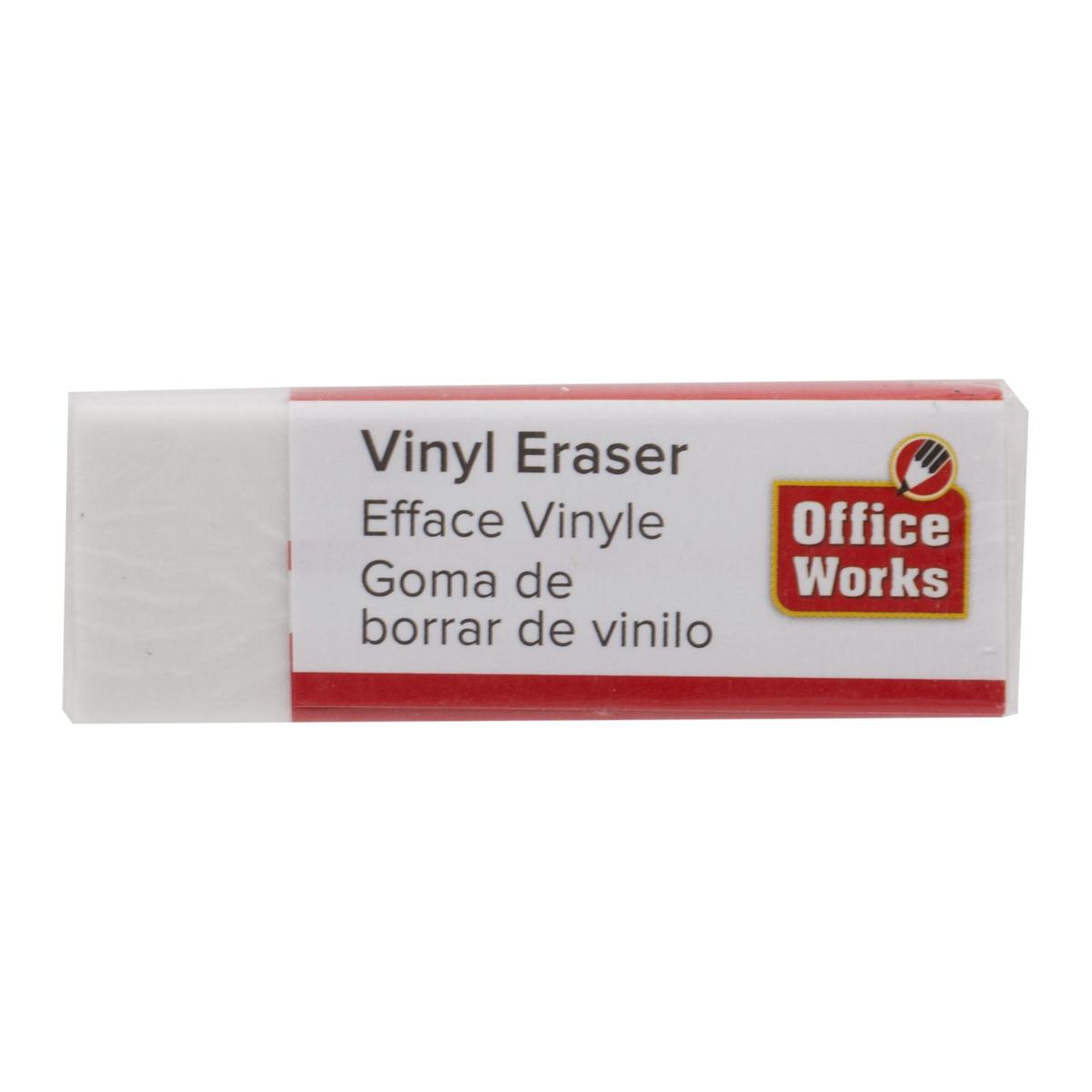 O.WKs. 4-pc White Vinyl Eraser, b/c
