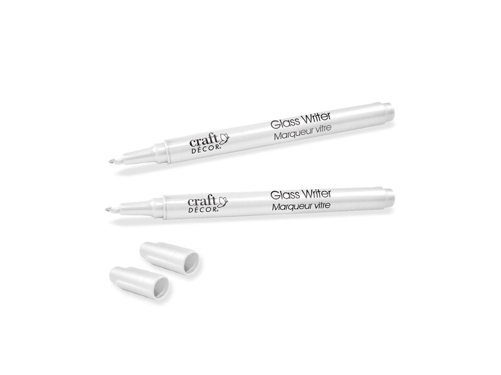 Craft Decor: Glass Writers x2 1.2Mm Fine Point Metallic C) White/White