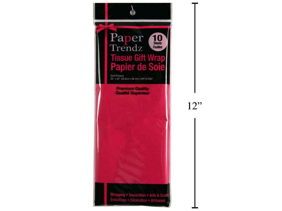 Paper T. 10-Sheet Tissue Wrapping Paper, Hot Pink, printed bag 20"x26"
