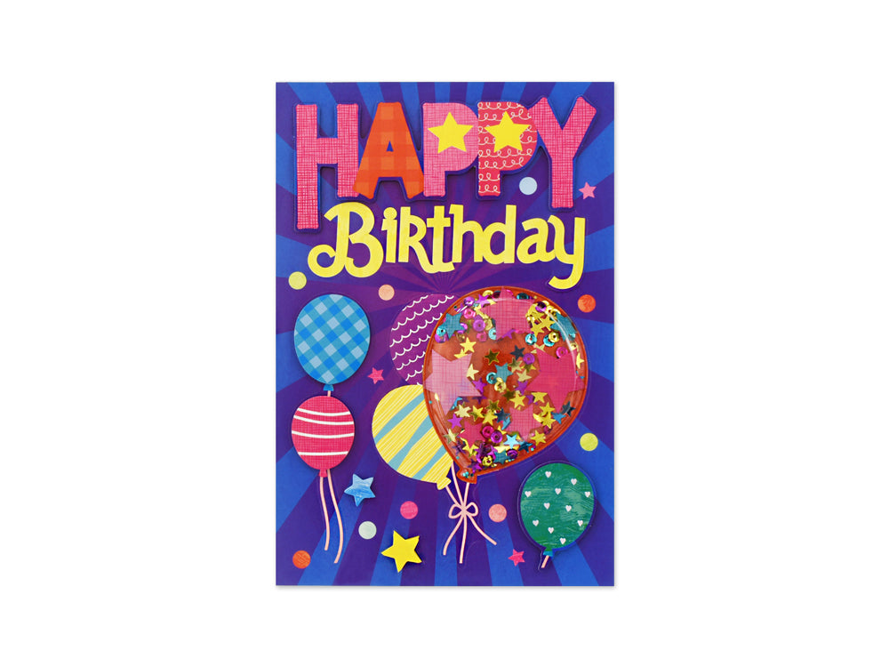 Handmade Sticker: 4.9"x7.3" 3D Shaker Series D) Happy Birthday