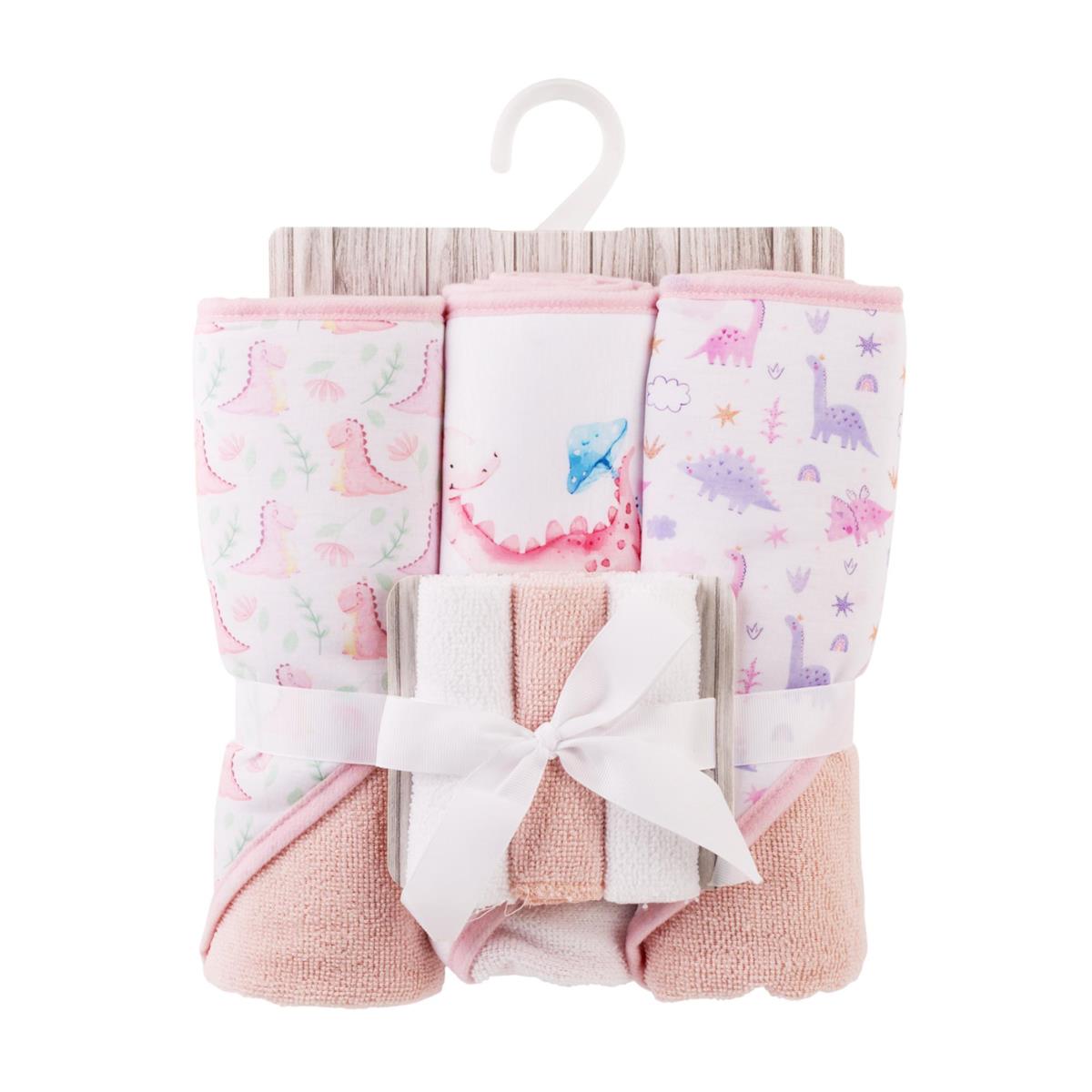 Tootsie Baby, 3-pc Pink Hooded Towel w 3 Washcloth, back card