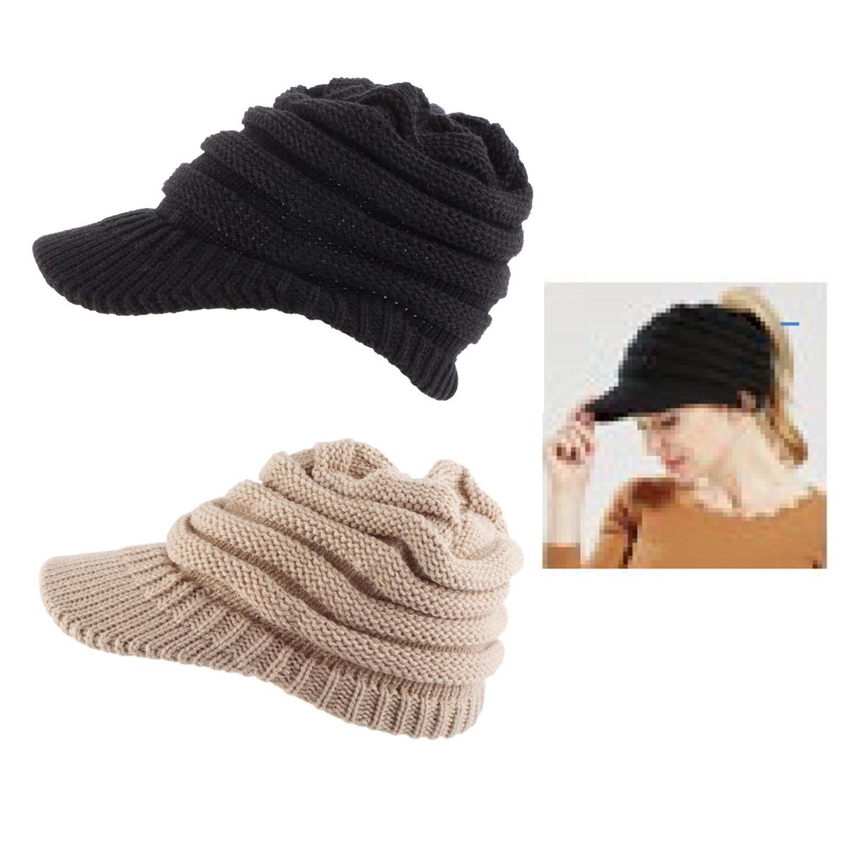 Nordic T. Beanie w Ponytail Hole & Brim, Ladies, 3 asst, ht