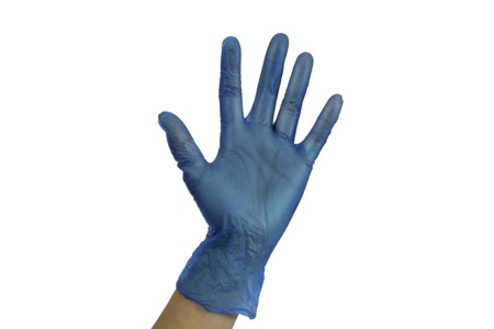 SANI-GUARD PF BLUE VINYL GLOVES MEDIUM 100/BOX