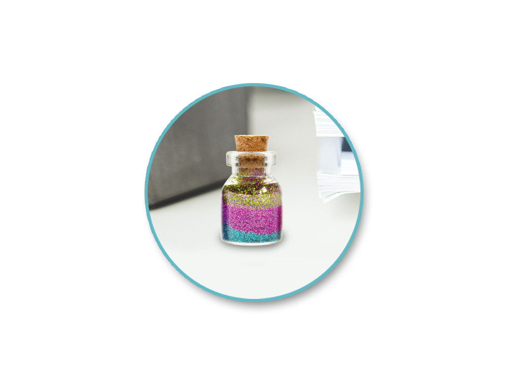Glass Bottles: Mini Containers w/Cork Lid x6 1.5ml