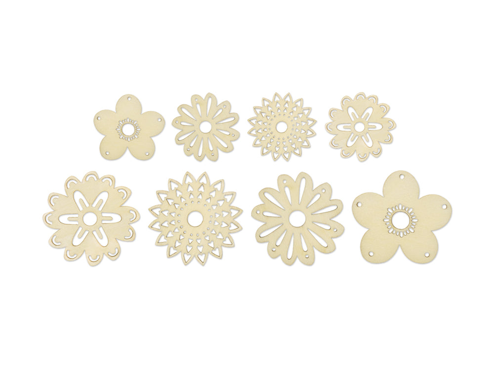 Wood Craft: Laser-Cut Wood Shapes x8 D) Flowers